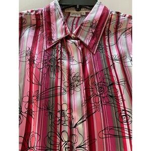 Vintage Starington Long Sleeve Silk Floral Shirt Size 14